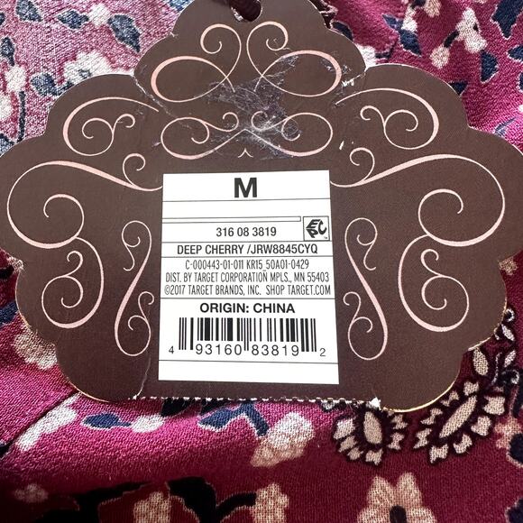 NWT Knox Rose 3/4 Sleeve V-Neck Top Boho Flowy Relaxed Boxy Size Medium - Picture 4 of 8